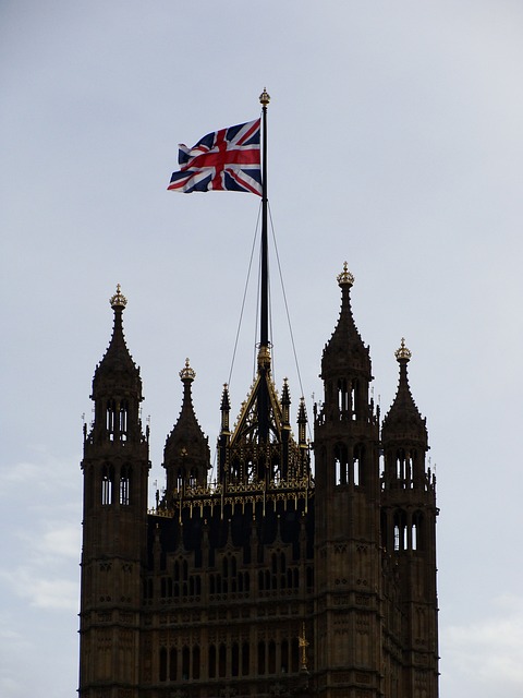 Parliment London with Union Jack Flag